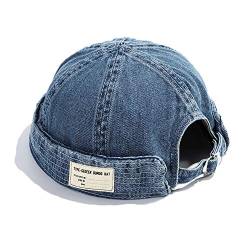 YAMEE Docker-Cap Herren Denim Docker Mütze Damen Bikercap Seemannsmütze Hafenmütze Herrenmütze Hat Wandermütze Dockercap Kopfbedeckung Seemannskappe Vatertagsgeschenk（Kopfumfang Größenverstellbar） von YAMEE