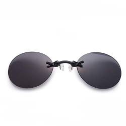 YAMEE Runde Sonnenbrille mit Clip-On-Nase, Matrix-Morpheus-Film, randlose Klemmbrille, 4 Farben, Schwarz , One size von YAMEE