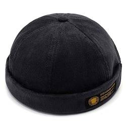 YAMEE Unisex, Docker-Cap Docker Mütze Seemannsmütze Hafenmütze Bikercap Basecap ganzjährig Tragbar Hat, Schwarz von YAMEE