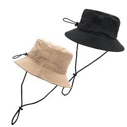 Fashion Bucket Hat Packbar Fischer Hut - Adjustable Sommer Bucket Hats with Schnur für Damen Herren UV-Schutz von YAMEIZE