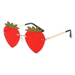 YAMEIZE Cute Strawberry Form Sonnenbrille für - Damen Herren Metall Rahmen Fruit Funky Brille Funny Part von YAMEIZE