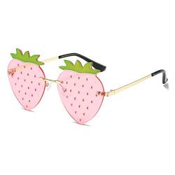 YAMEIZE Cute Strawberry Form Sonnenbrille für - Damen Herren Metall Rahmen Fruit Funky Brille Funny Part von YAMEIZE