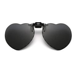 YAMEIZE Funky Herz Polarisiert Clip-on Love - Heart Sonnenbrille für Damen Herren Anti-Glare Lustige Herz förmige Brille Flip-Up UV 400 Schutzbrille Party Fahren von YAMEIZE