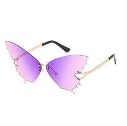 YAMEIZE Mode Schmetterling Randlose Sonnenbrille für Frauen Vintage Metallrahmen Brillen UV-Schutz von YAMEIZE