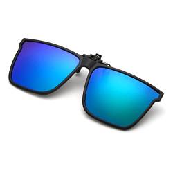 YAMEIZE Modische Rechteckige Polarisierte Clip-On-Sonnenbrille – für Damen Herren UV 400-Schutzbrillen Anti-Glare Flip-up Quadrat Brille Fahren von YAMEIZE
