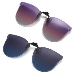 YAMEIZE Modische Sonnenbrille zum Anklippen für Damen und Herren im Freien, Violett/Blau von YAMEIZE