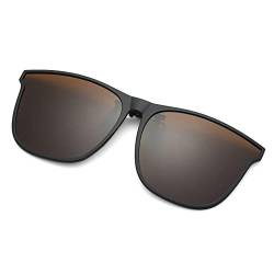 YAMEIZE Modische polarisierte Clip-On-Sonnenbrille für Männer und Frauen UV400-Schutz Flip-Up-Brille im Freien (Tea) von YAMEIZE