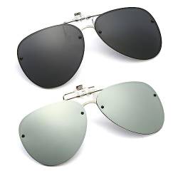 YAMEIZE Polarisierte Linse Clip auf Sonnenbrille Anti-Glare - Pilot Brille für Damen Herren Flip Up Rimless Clip Brille Autofahren Reisen Outdoor von YAMEIZE