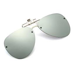YAMEIZE Polarisierte Linse Clip auf Sonnenbrille Anti-Glare - Pilot Brille für Damen Herren Flip Up Rimless Clip Brille Autofahren Reisen Outdoor von YAMEIZE