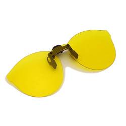 YAMEIZE Polarisierte rahmenlose Sonnenbrille zum Anklippen, blendfrei, UV400-Schutz, aufklappbare randlose Gläser für Männer und Frauen, Autofahren, Reisen, Outdoor-Sport, gelb von YAMEIZE
