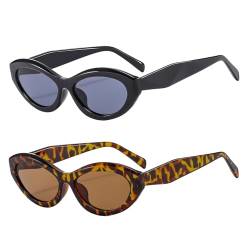 YAMEIZE Retro 90s Oval Sonnenbrille für - Damen Herren Vintage Oval Cat Eyes UV400 Schutz Schatten Fahren von YAMEIZE