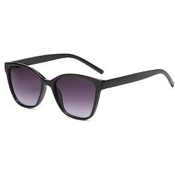 YAMEIZE Retro Vintage Sonnenbrille Damen Klassische Runde Cateye Brille Übergroß UV 400 Schutz Trendige Katzenauge Sonnenbrille Schwarz Grau von YAMEIZE