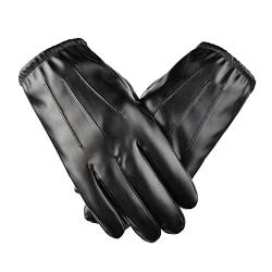 YAMEIZE Schwarze Leder Handschuhe Mittens für - Damen Herren Winter Touchscreen Warme Handschuhe Driving Shopping im Freien von YAMEIZE