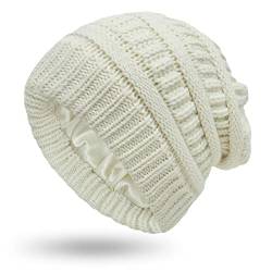 YAMEIZE Soft Knit Hat für Damen - und Herren Warme Slouchy Beanie Mütze mit Seide Lined Baumwolle Wintermütze für Mädchen im Freien von YAMEIZE