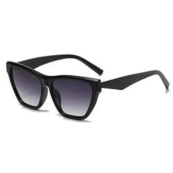 YAMEIZE Sonnenbrille Damen Square Cat Eye- Katzenaugen Trendy Retro Vintage Brille Große Rave Schwarz Sonnenbrille UV400 Schutz Schwarz Grau von YAMEIZE