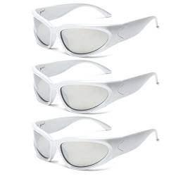 YAMEIZE Sport Sonnenbrille Wrap Around für Damen-Fahrradbrille Sportbrille Schmale Vintage UV400 Schutz Fahren Golf Herren Brille von YAMEIZE