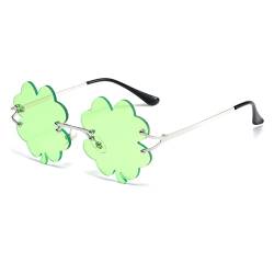 YAMEIZE St. Patrick's Day Grün Four Leaf Irland - Sonnenbrille Leprechaun Kostüm Brille Metall Rahmen Damen Herren Party… von YAMEIZE
