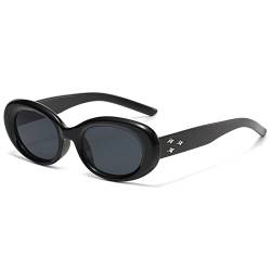 YAMEIZE Stilvolle Kleine Ovale Rahmen Runde - Sonnenbrille für Damen Herren Retro Runde Brillen UV400 Schutz Straße Brillen Fahren Outdoor von YAMEIZE
