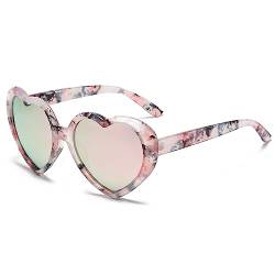 YAMEIZE Trendy 90s Polarisiert Love Herz - Sonnenbrille für Damen Herren Heart Retro Herz Form Brille Vintage Coloful Funny Party im Freien von YAMEIZE