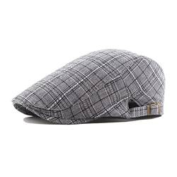 YAMEIZE Vintage Flat Cap Schiebermütze Grid - für Herren Damen Britischer Stil Newsboy Baumwolle Beret Hat Herren Retro Winter Autumn Fahren Outdoor Einheits Größ von YAMEIZE