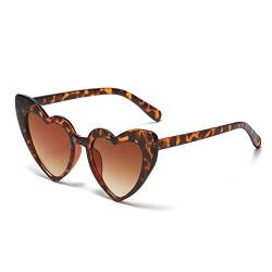 YAMEIZE Vintage Love Heart Sonnenbrille für Damen UV400 Schutzbrille Outdoor (Leopard Braun) von YAMEIZE