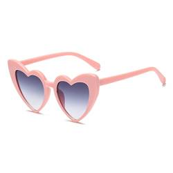 YAMEIZE Vintage Love Heart Sonnenbrille für Damen UV400 Schutzbrille Outdoor (Pink Blau) von YAMEIZE