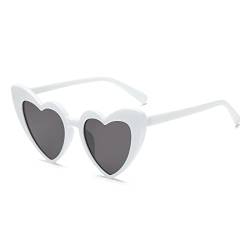 YAMEIZE Vintage Love Heart Sonnenbrille für Damen UV400 Schutzbrille Outdoor (Weiß) von YAMEIZE