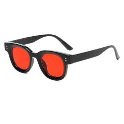 YAMEIZE Vintage Small Thick Rechteck Sonnenbrille - für Damen Herren Retro Platz Thick Small Rahmen UV400 Protection Brille Fahren Outdoor von YAMEIZE