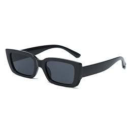 YAMEIZE Vintage Sonnenbrille Eckig Retro Schatten Katzenauge UV Schutz für Frauen Schwarz Grau von YAMEIZE
