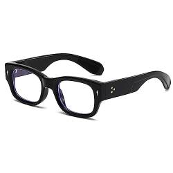 YAMEIZE Vintage Sonnenbrille Rechteckig für Damen Herren Retro Quadratisch Sonnenbrille Trendige Getönte Brille Eckig 90er Jahre UV400 Schutz Schwarz Klar von YAMEIZE