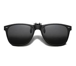 YAMEIZE Vintage polarisierte Clip-on Sonnenbrille Flip Up Anti Glare Brille für Männer Frauen (Schwarzer Rahmen Schwarz Grau) von YAMEIZE