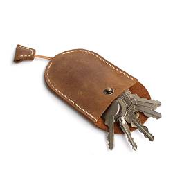 Handgefertigter Schlüsselorganizer aus Leder mit Kordelzug, mit Druckknopf, Schlüsseletui, Braun von YAN TA HANDMADE