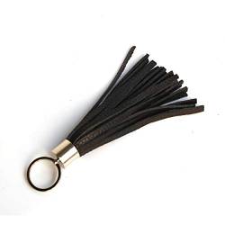 Schwarze Damen-Schlüsselanhänger aus Leder mit Quaste, Ohrringe für die Handtasche, Geldbörse, Zubehör von YAN TA HANDMADE