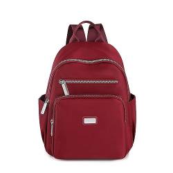 YANAIER Kleine Rucksack Für Damen Mädchen Nylon Wasserdicht Lässiger Tagesrucksack Schultaschen Anti Diebstahl Burgund von YANAIER