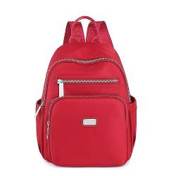 YANAIER Kleine Rucksack Für Damen Mädchen Nylon Wasserdicht Lässiger Tagesrucksack Schultaschen Anti Diebstahl Rot von YANAIER