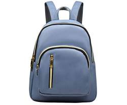 YANAIER Rucksack Daypack Damen Pu Leder Wasserdichte Umhängetasche Schulrucksäcke Tagesrucksack Rauchblau von YANAIER