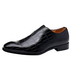 YANFJHV Lederschuhe Herren Schwarz 47 - Anzugschuhe Arbeitsschuhe Slip On Businessschuhe Hochzeitsschuhe Slip-On Spitzenschuhe Frühling Tanzschuhe Spitze Freizeitschuhe Einzelne Schuhe von YANFJHV