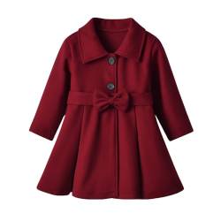 YANFJHV Mantel Kinder Mädchen: Windbreaker Übergangsjacke Langarm Herbst Trenchcoat Kindermantel mit Bowknot Elegante Kinderjacke Kinderkleidung Warm Mädchenmantel Oberbekleidung Outerwear von YANFJHV