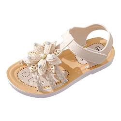 YANFJHV Sandalen Mädchen 26 - Sandaletten Freizeitsandalen Weichen Sohle Rutschfest Strandsandalen Flache Sandalen Blume Sommer Outdoorsandalen Kinder Schuhe Sommerschuhe Prinzessin Schuhe von YANFJHV