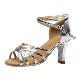 YANFJHV Tanzschuhe Latein Damen Schwarz: Sandalen High Heels Sommer Abendschuhe mit Absatz Slingback Partyschuhe Sommersandalen Aushöhlen Elegant Hochzeit Schuhe Open Toe Kleid Schuhe von YANFJHV