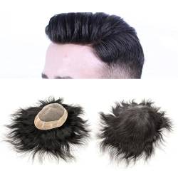 Männer Toupet 100% natürliche Haarperücke, 6 Zoll, feines Mono-Toupet for Männer, Haarkapillarprothese, Haarsystem for Männer Haarteil für Männer(Size:5x7) von YANGKUI518