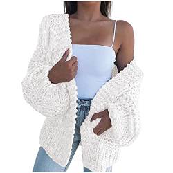 Strickmantel Damen Lang Grobstrick übergrösse Cardigan Twist Stricken Basic Solid Pulli-Mantel Oversized Freizeit Winter Warme Sweater Strickjacke Strickpulli von YANGQI