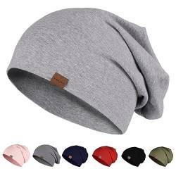 YANIKY Mütze Herren Damen, Slouch Beanie Mütze Baumwolle, Dünne Leichte Mütze, Weich Chemo Mütze, Winddicht Jersey Longbeanie für Alle Jahreszeiten von YANIKY