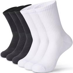 YANIKY Socken Herren Damen 6 Paar, Atmungsaktive Sportsocken aus Baumwolle, Elastische Herrensocken mit Frotteesohle, Verstärkte Langlebige Laufsocken Ohne Drückende Naht von YANIKY