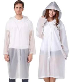 YANKUIRUI 2 Stück Regenjacken Wiederverwendbar Regenponcho, Unisex Eva Regenmantel Poncho Regenbekleidung Regenschutz Regen Zubehör für Wandern Camping Radfahren Reisen von YANKUIRUI