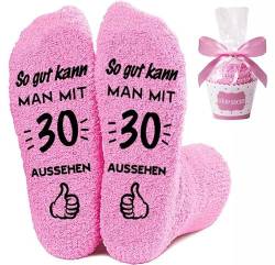 30 Geburtstag Frauen Flauschige Socken, Damen Kuschelsocken, Lustige Socken So Gut Kann Man Mit Aussehen Socken, Antirutschsocken Geschenkideen Geschenk Geburtstag für Sie Frauen Mama Mädchen (30) von YANSYUN