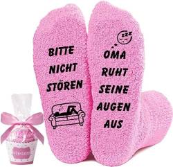 Oma Geschenk Geburtstag Socken, Geschenk Geburtstag Frau Socken, Flauschige Antirutschsocken Damensocken, Lustige Socken, Rutschfeste Socken, Kuschelsocken, Weihnachten Geburtstagsgeschenk für Oma von YANSYUN