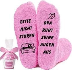 YANSYUN Opa Geschenk Geburtstag Socken, Geschenk Geburtstag Frau Socken, Flauschige Antirutschsocken Damensocken, Lustige Socken, Rutschfeste Socken, Weihnachten Geburtstagsgeschenk für Opa(OPA) von YANSYUN