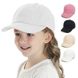 Baby Kinder Solide Farbe Baseballkappen Einstellbare Baumwolle Sonnenhut für Kleinkind Jungen Mädchen(White,3-6Year) von YANWANG