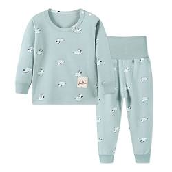 YANWANG 100% Baumwolle Baby Kinder Schlafanzüge Jungen Mädchen Pyjamas Set Langarm Nachtwäsche(Green-Zebra,Tag50/6-12 Monate) von YANWANG